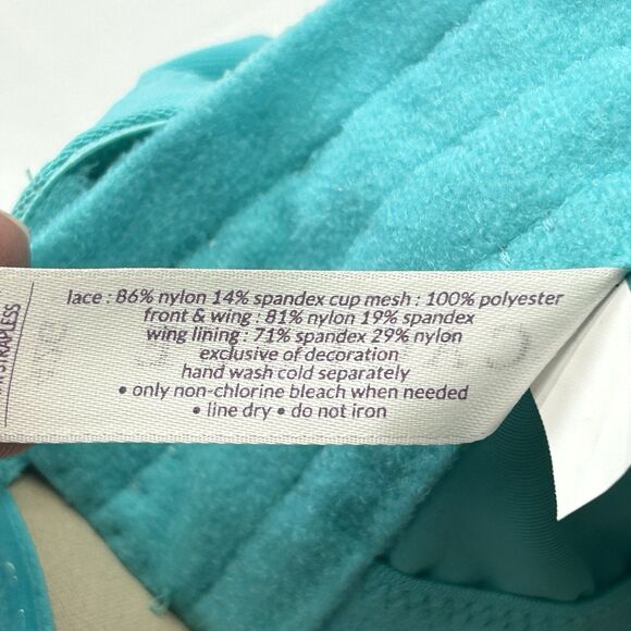 Lane Bryant Cacique Lightly Lined Multi-Way Strapless Crochet Teal Bra 42G Sexy - Picture 9 of 11
